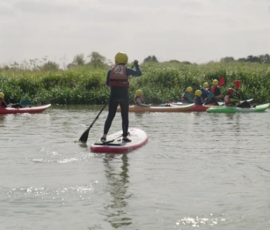 Someone paddling on the river.