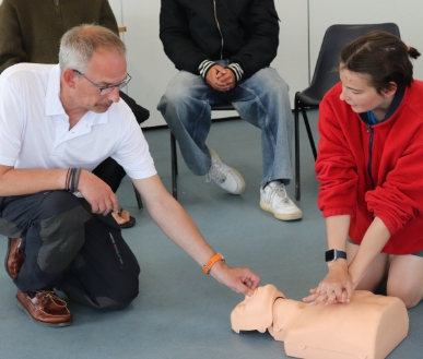 Students undergoing first aid training.