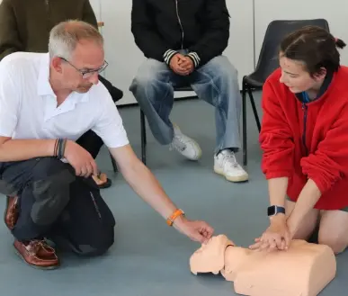 Students undergoing first aid training.