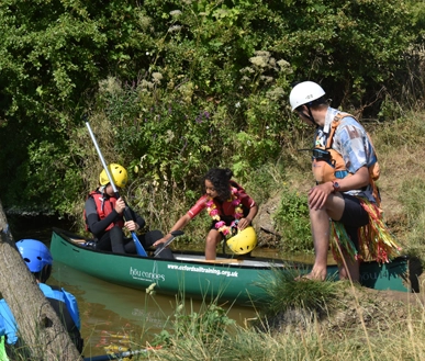 An instructor at beginner level kayak.